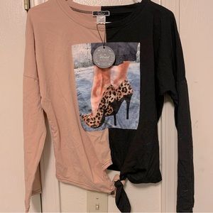 Vivid Two-Tone Knot-Tie Top